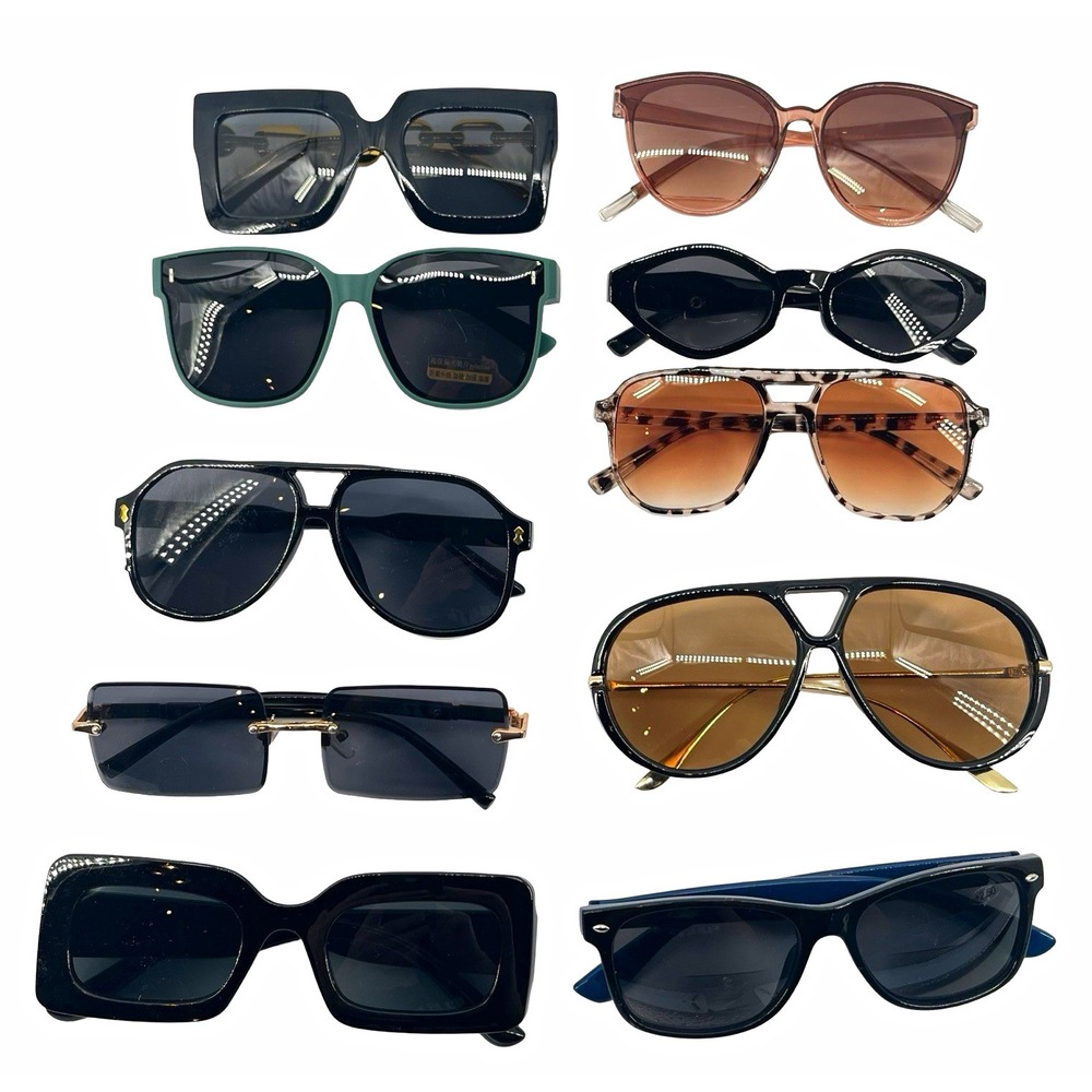 Lot of 10 Women's Sunglasses Mixed Styles Oversized Cat Eye Aviator Gradient